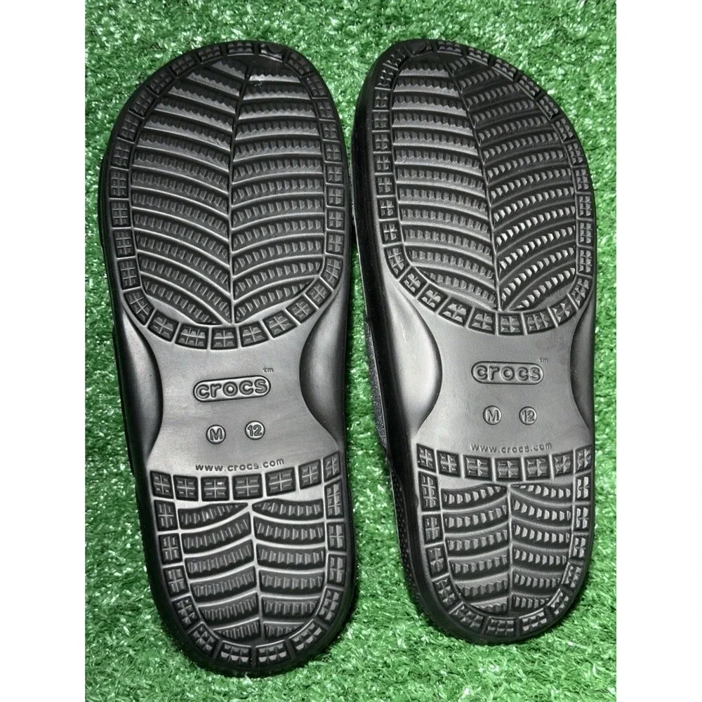 NEW! Crocs Glitter Strap Slide Sandals Black Silver Women's Size 14 Men's‎ 12